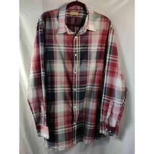 Sonoma Life + Style‎ Plaid Men's Shirt Button Up Long Sleeve Burnt Red Size XXL